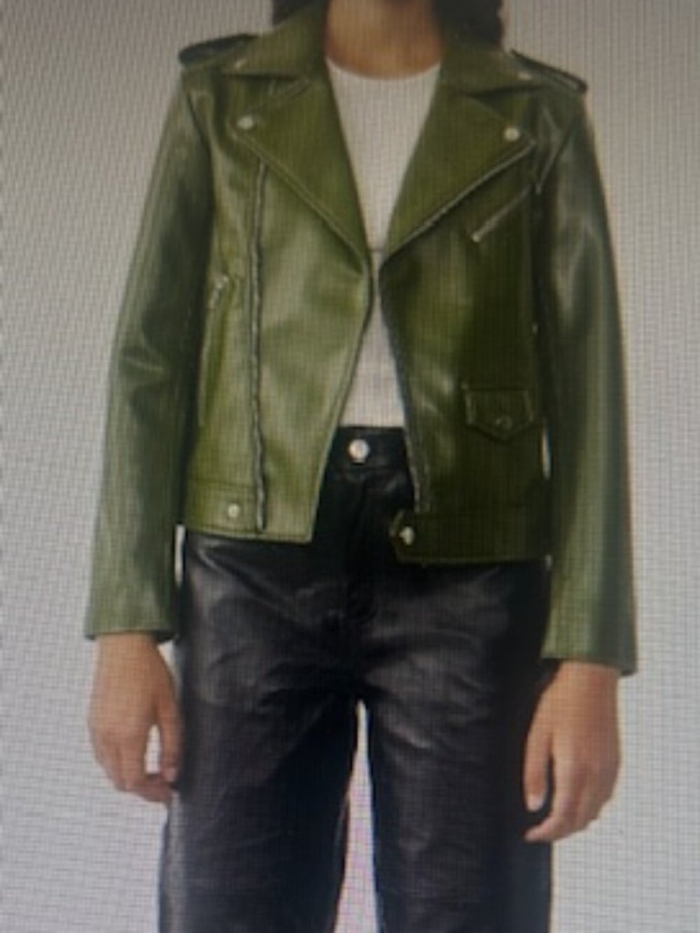 UO Deadwood River Cactus Vegan Olive Green Leather Biker Moto Jacket NEW